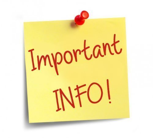 Yellow Post-it with "Important INFO!" written in red