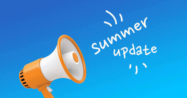 Bulhorn with "Summer Update" coming out of it