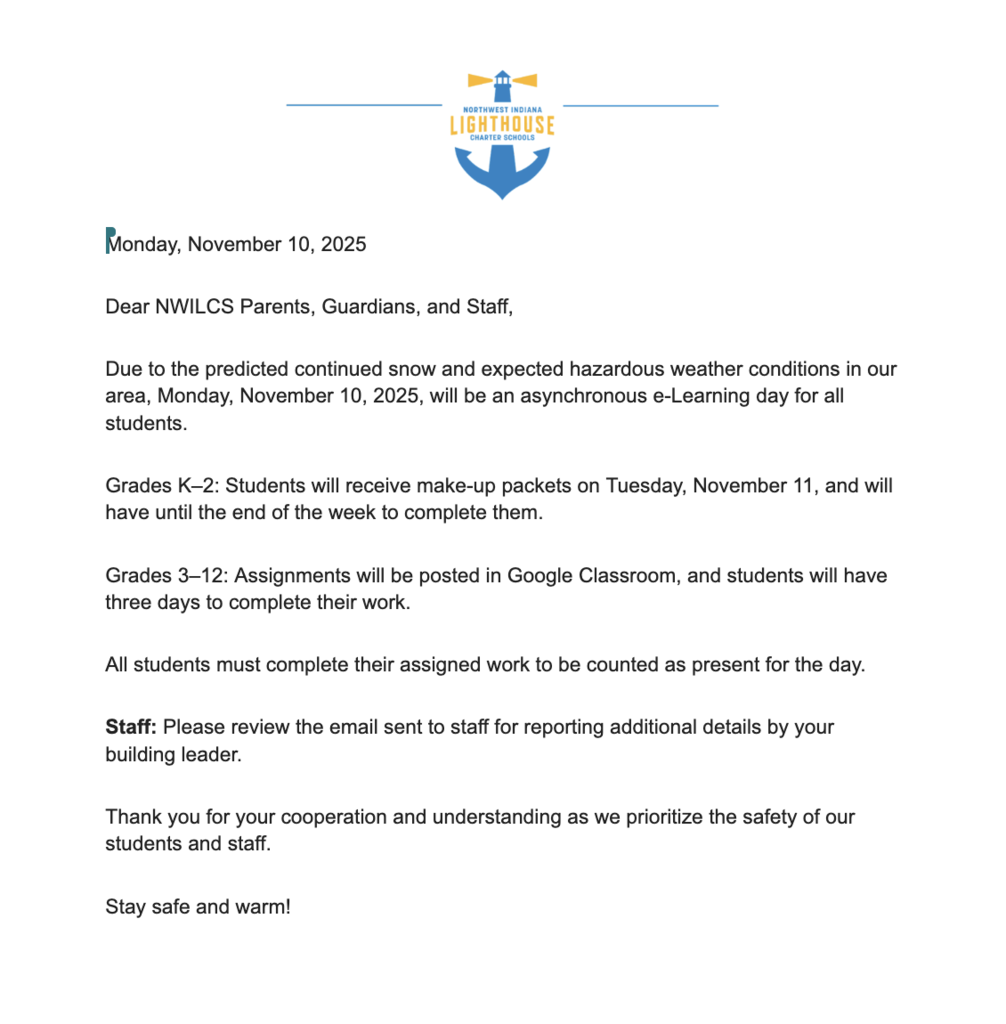 Letter on NWILCS Letterhead