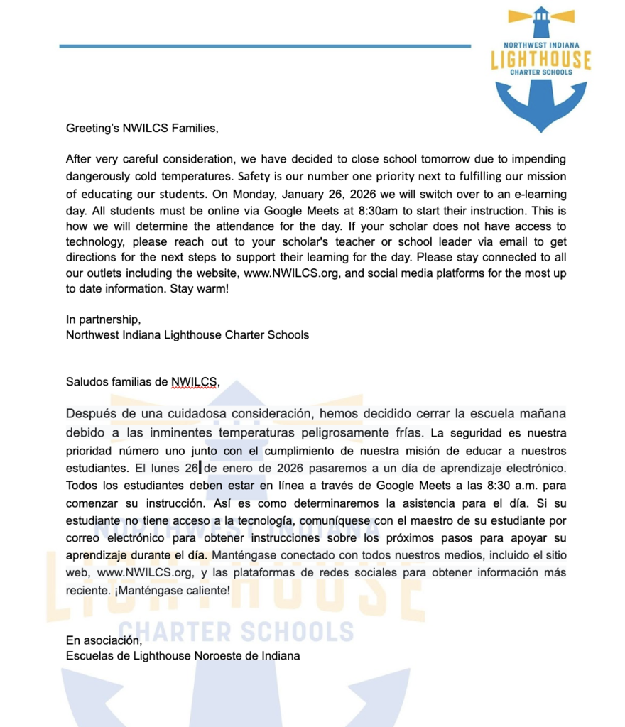 Cold Weather Announcement