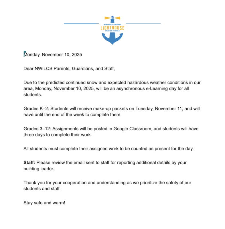 Letter on NWILCS Letterhead