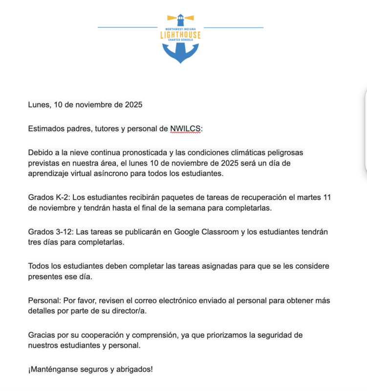 Letter in Spanish on NWILCS Letterhead