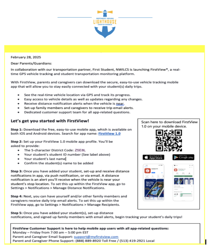 Directions to download the FistView Parent App