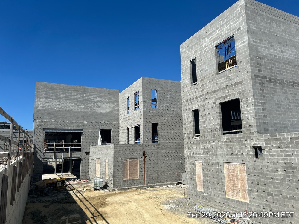 Outer walls of new Colerain Elementary building rising to three stories.