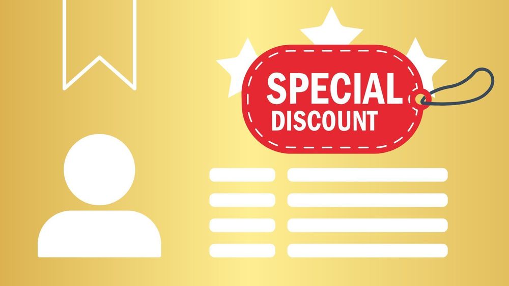 A golden card with the words "special discount" written on it