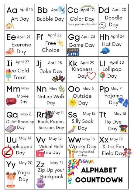 ABC countdown activities