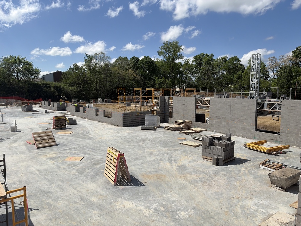 Concrete floor slabs poured on construction site