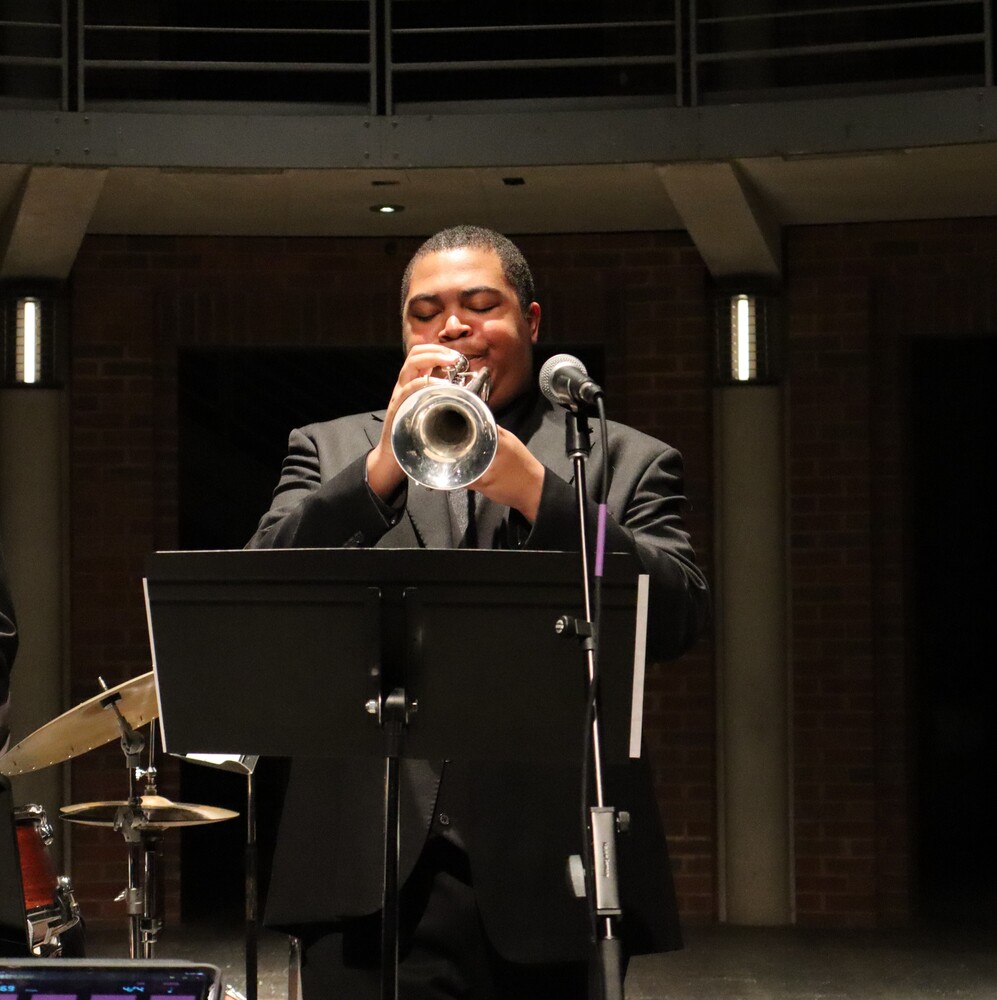Student playing trumpet