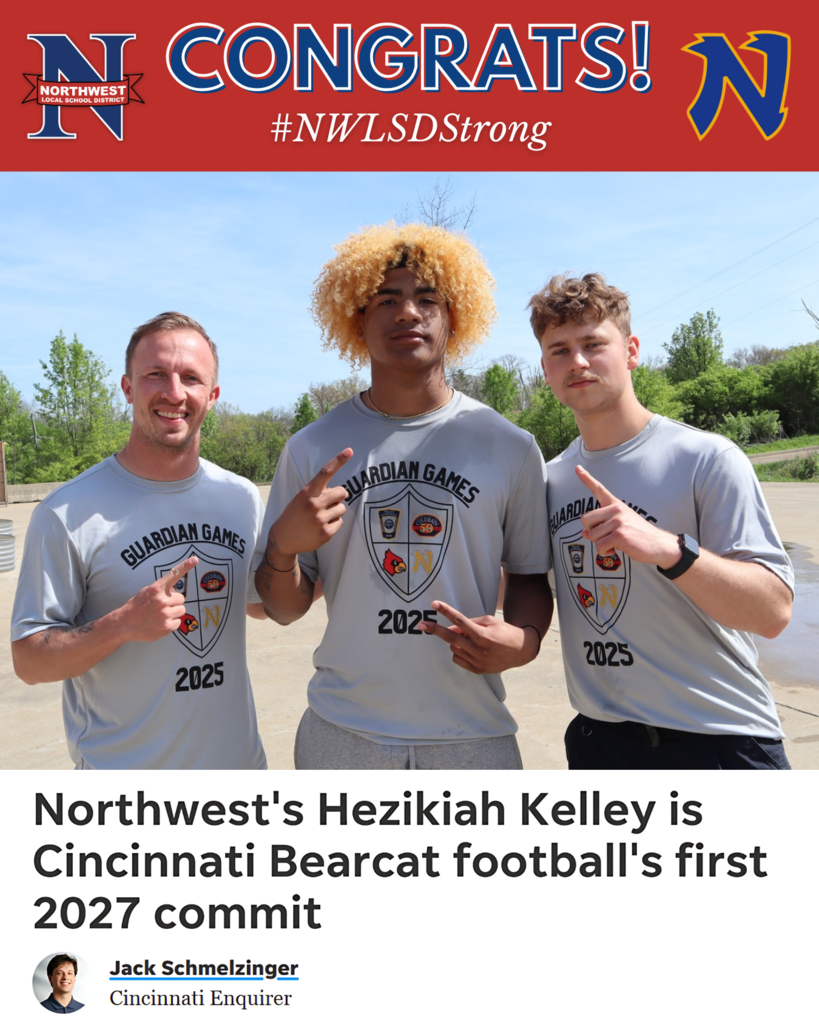 Congratulations to Northwest High School receiver and defensive back Hezikiah Kelley on your commitment to the Cincinnati Bearcats Football!