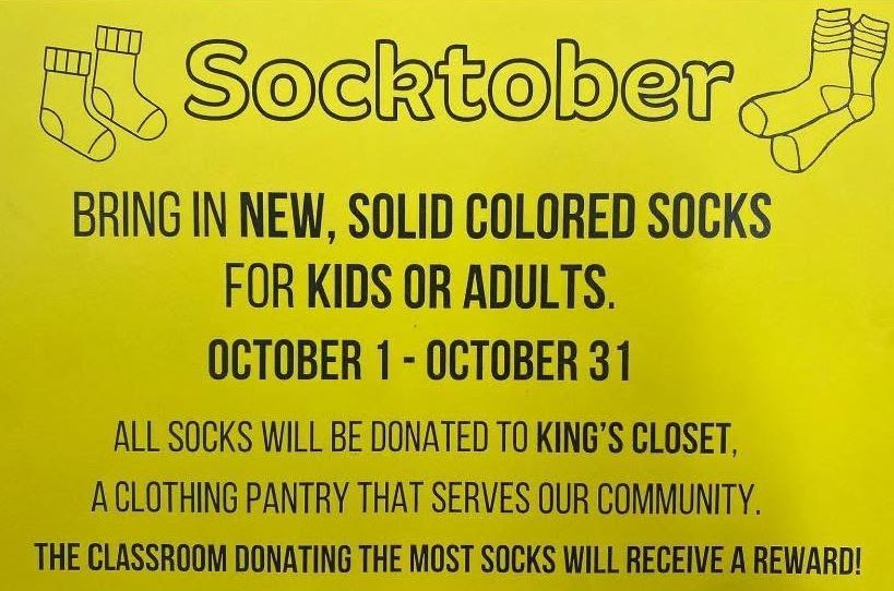 Socktober flyer event running from october 1- october 31