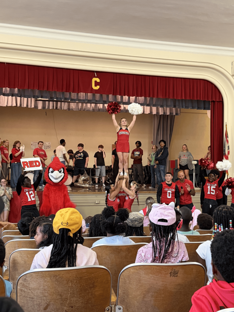 cheer leaders and band