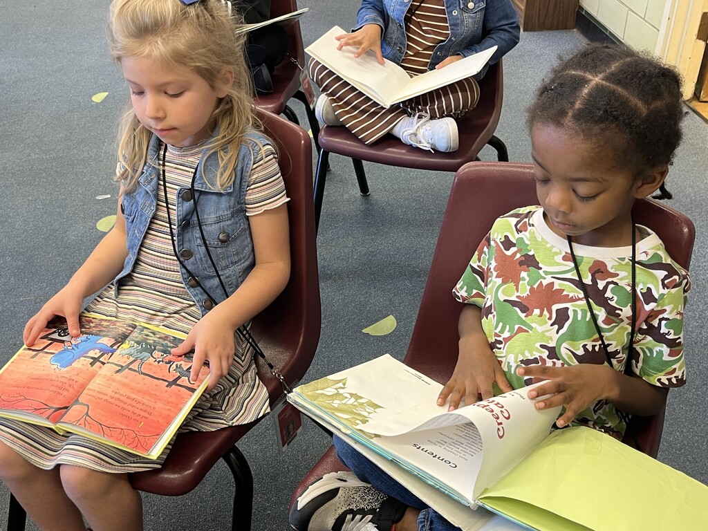 students reading