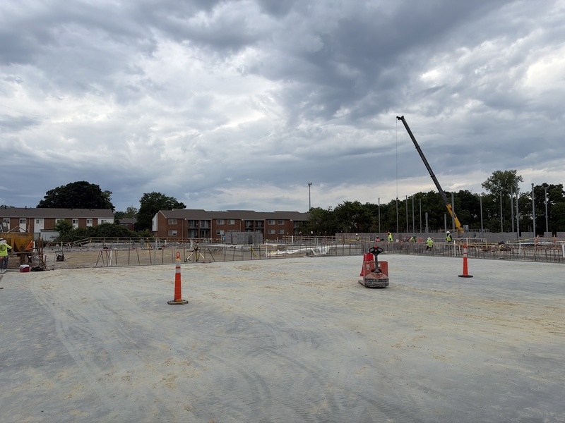 Concrete floor slabs poured on construction site