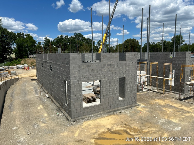 Retaining walls being built at new Colerain Elementary site