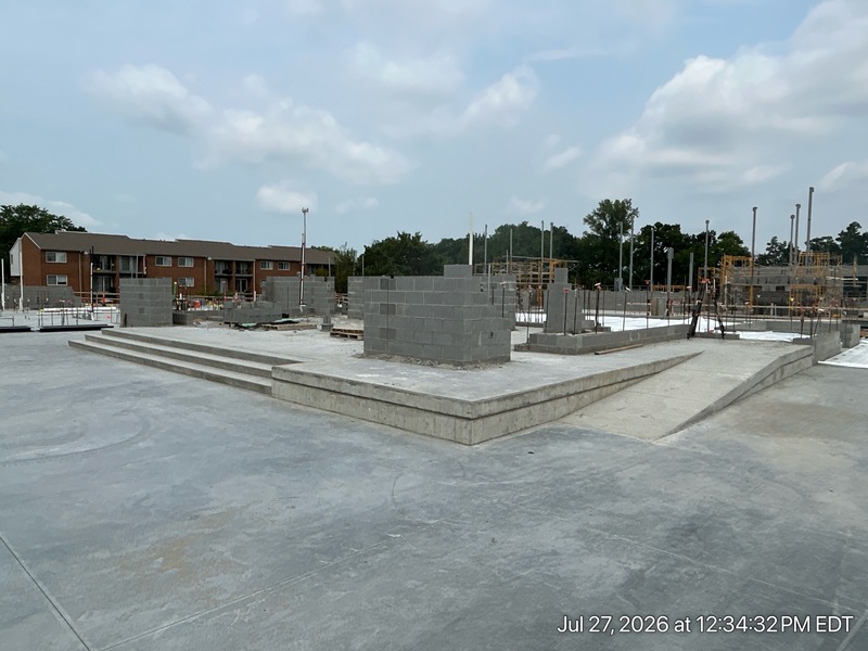 Walls and stairs being built