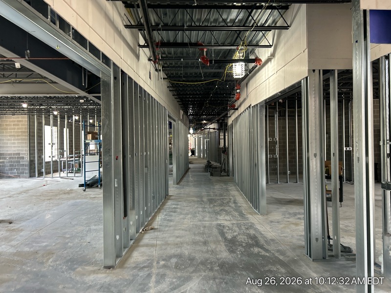 block walls are being built in what will be the Kitchen and Special Education areas.
