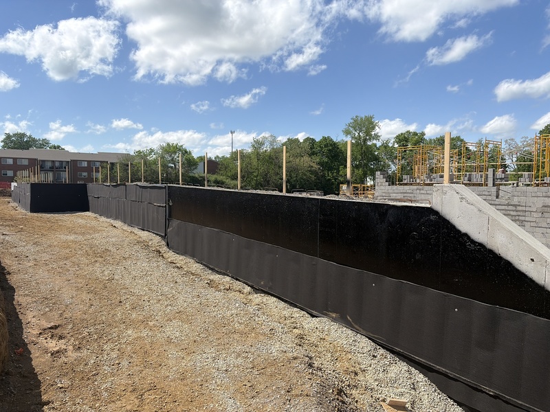 Retaining walls being built