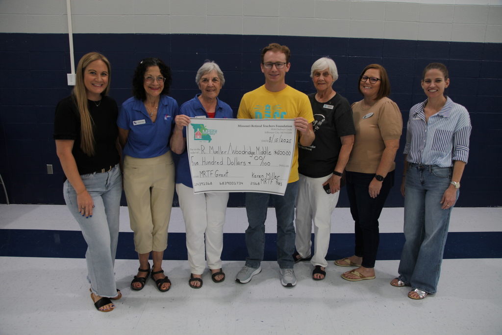 Ryan Mueller receives the Missouri Retired Teachers Foundation grant for $500.00