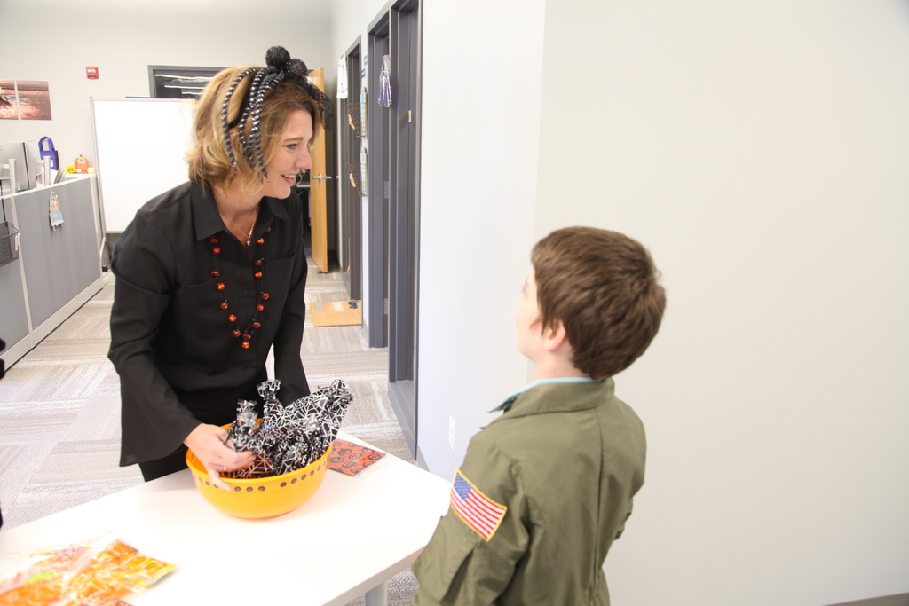 Valley Middle School RISE and NCAT students trick or treating at the Administrative Center today.
