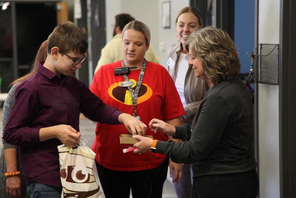 Valley Middle School RISE and NCAT students trick or treating at the Administrative Center today.