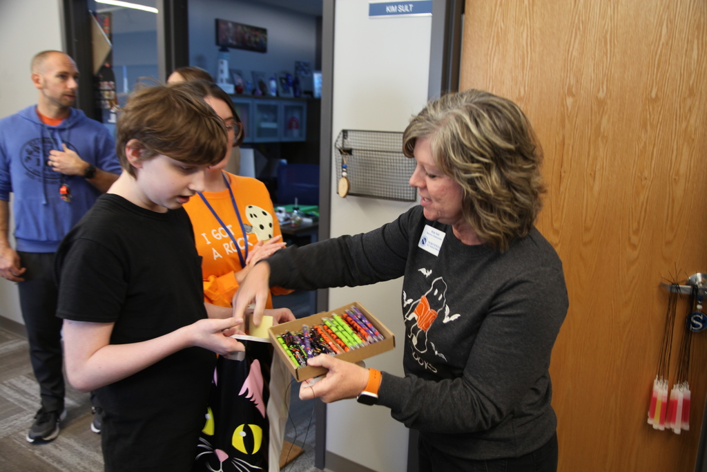 Valley Middle School RISE and NCAT students trick or treating at the Administrative Center today.