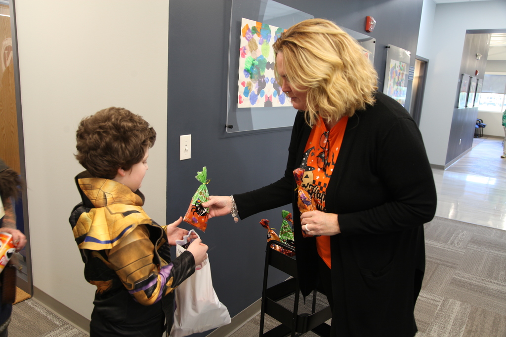Valley Middle School RISE and NCAT students trick or treating at the Administrative Center today.