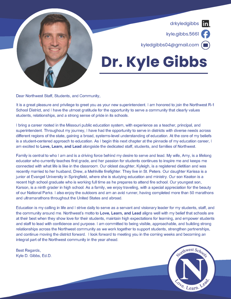 Dr. Kyle Gibbs Introductory Letter