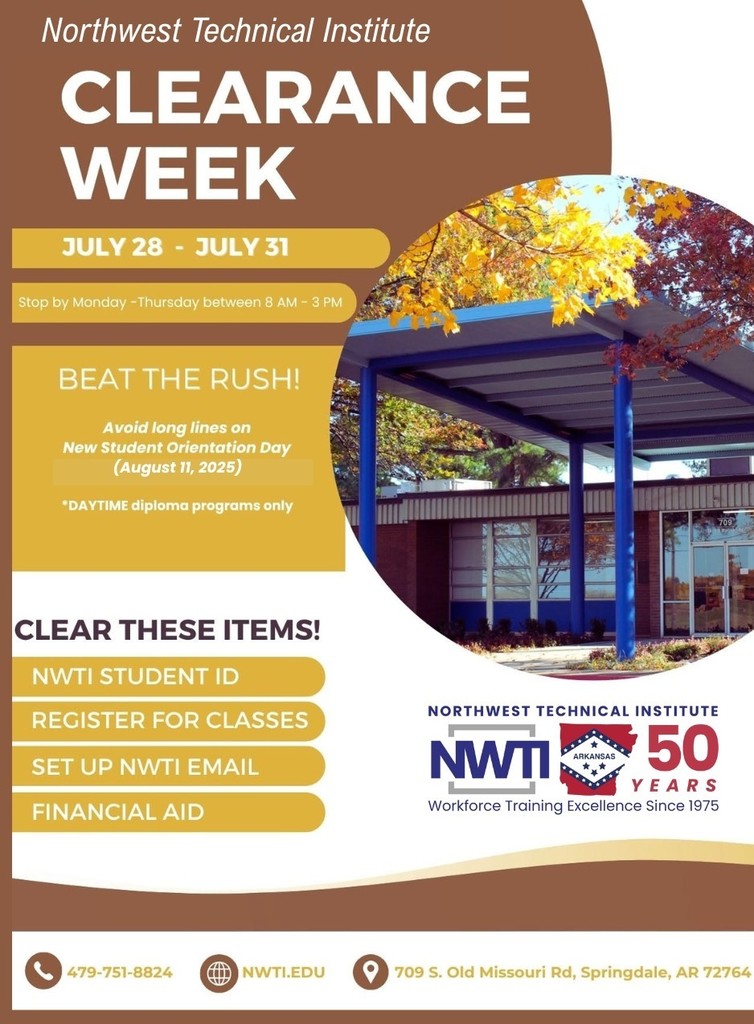 NWTI New Student Clearance Week