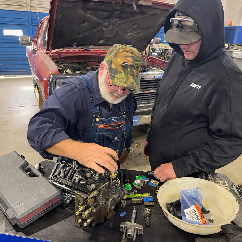 Diesel Tech student Justin Matkins works on a 1991 Dodge Pickup Truck