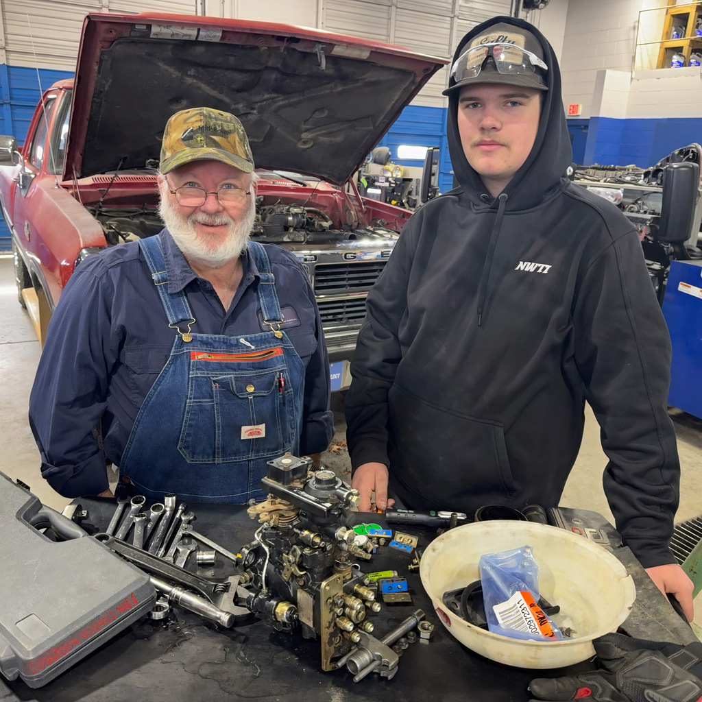 Diesel Tech student Justin Matkins works on a 1991 Dodge Pickup Truck