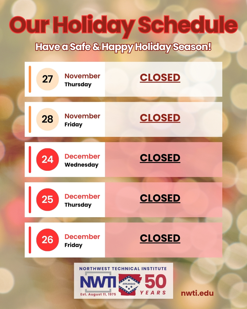 NWTI Holiday Schedule 2025