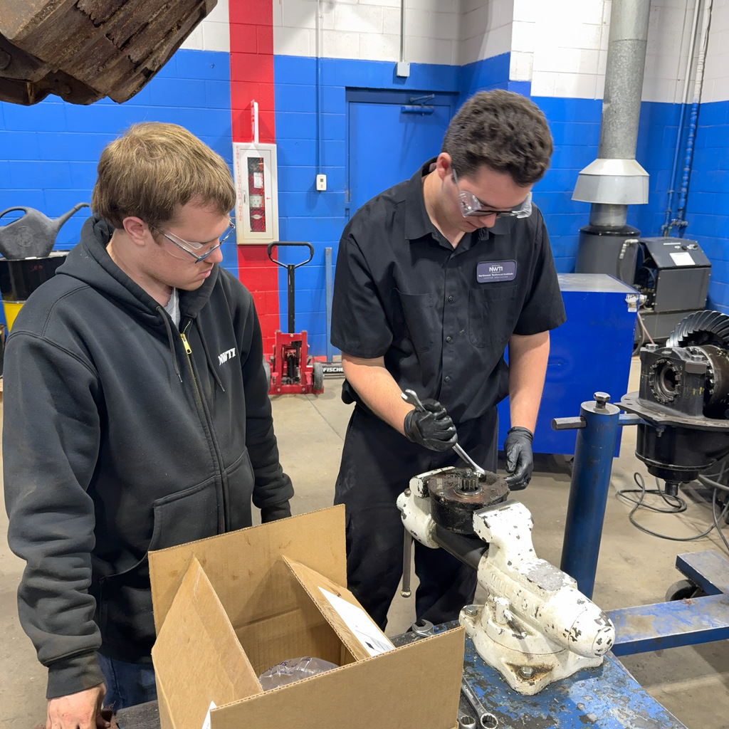 Diesel tech students doing project work