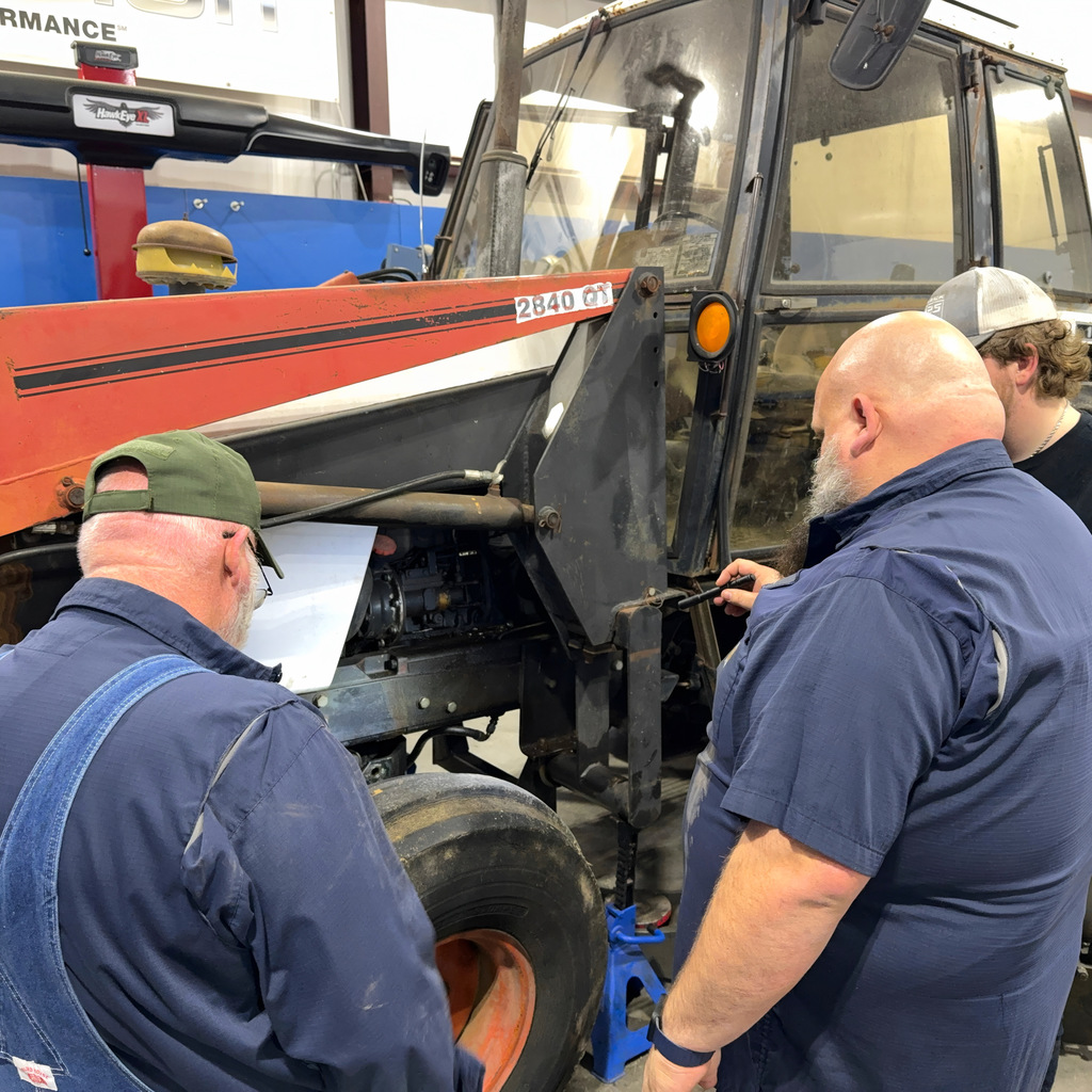 Diesel tech students doing project work