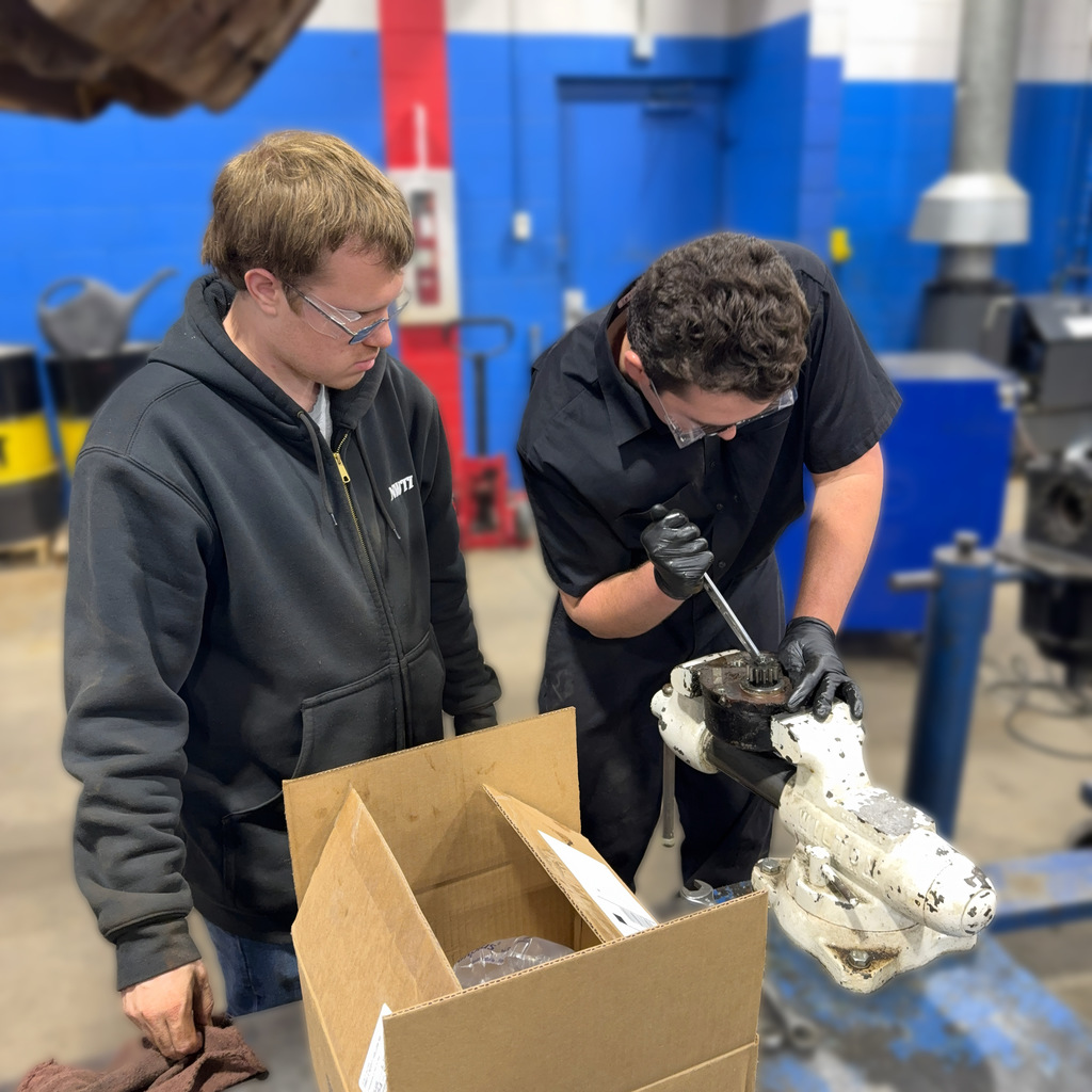 Diesel tech students doing project work