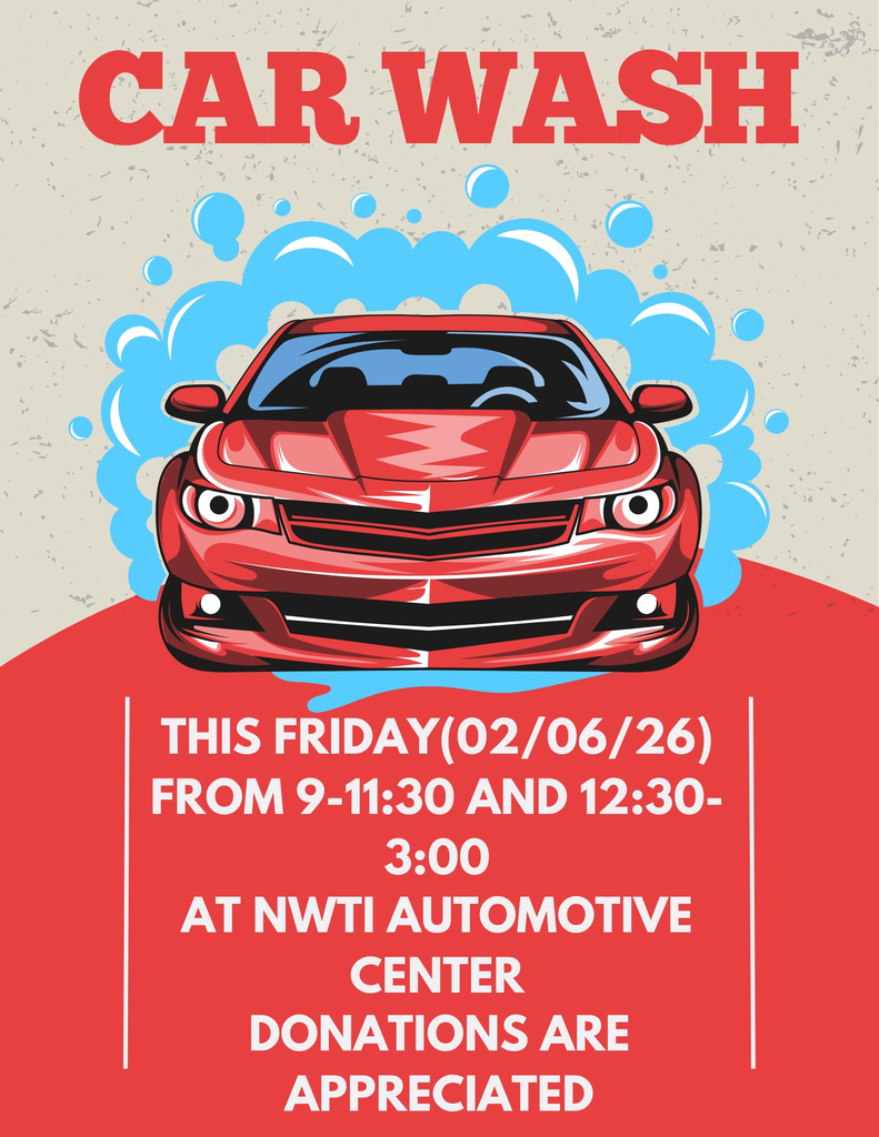 NWTI High School automotive program car wash this Friday, February 6th