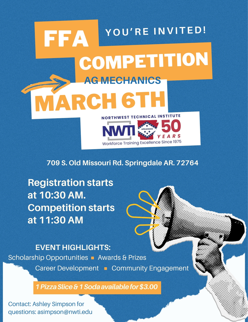 FFA Competition for high school students March 6th here at NWTI 