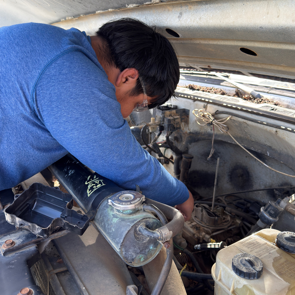 February 11th diesel truck tech students work to get an old model running