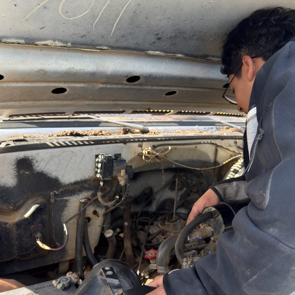 February 11th diesel truck tech students work to get an old model running