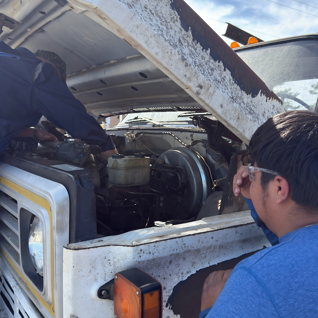 February 11th diesel truck tech students work to get an old model running