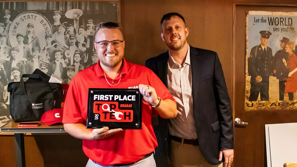 Former NWTI Diesel Tech student Jacob Grayson was Ruan's Top Tech of 2025
