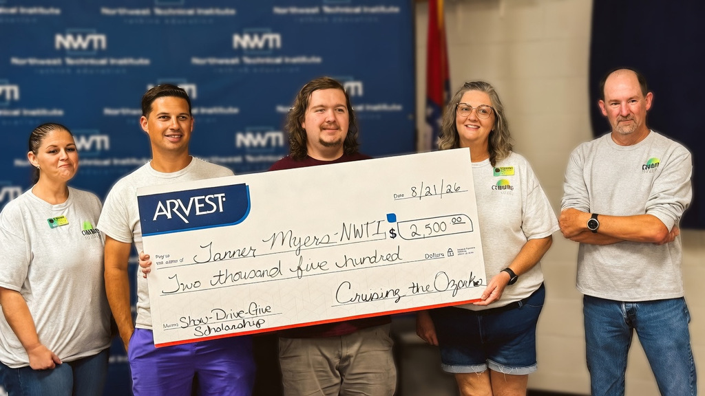 Tanner Myers is awarded Cruisin' The Ozarks 2026 Show-Drive-Give Scholarship