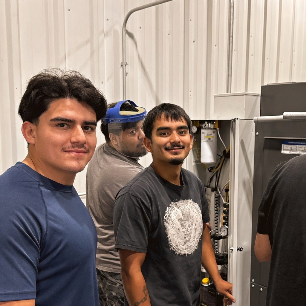 Industrial maintenance students at work