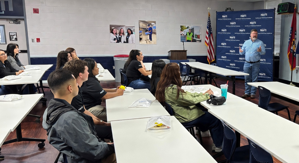 Arvest Bank leadership group visits NWTI for a tour and information session.