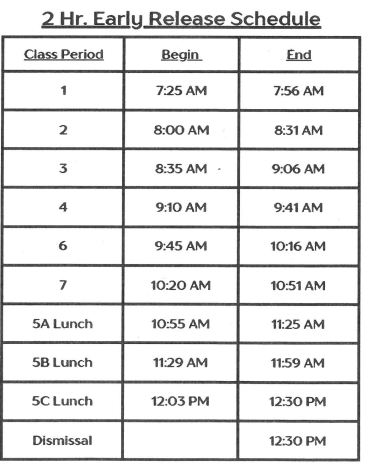 Early Release Schedule