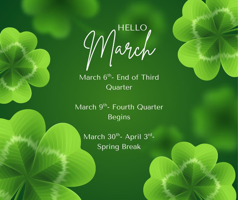 graphic image of important dates for march