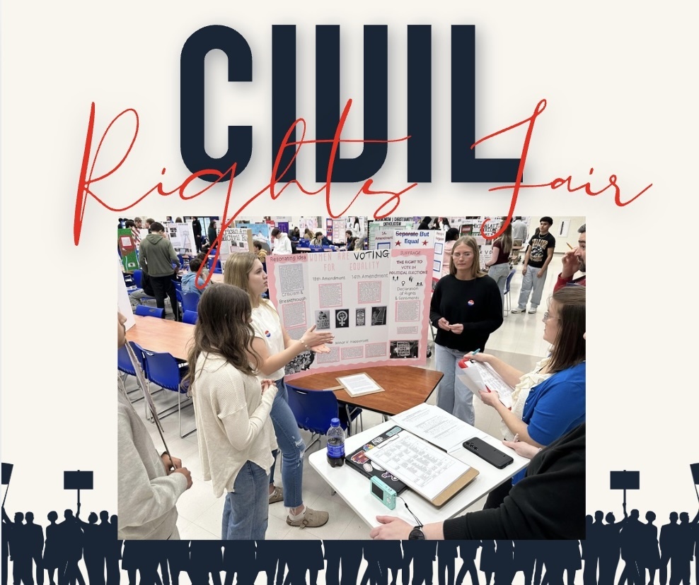 graphic image of english and government students during a civil rights project