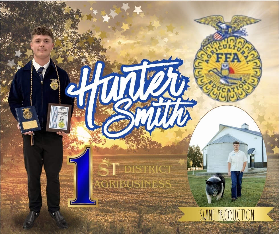 graphic image of student achieving swine production placement