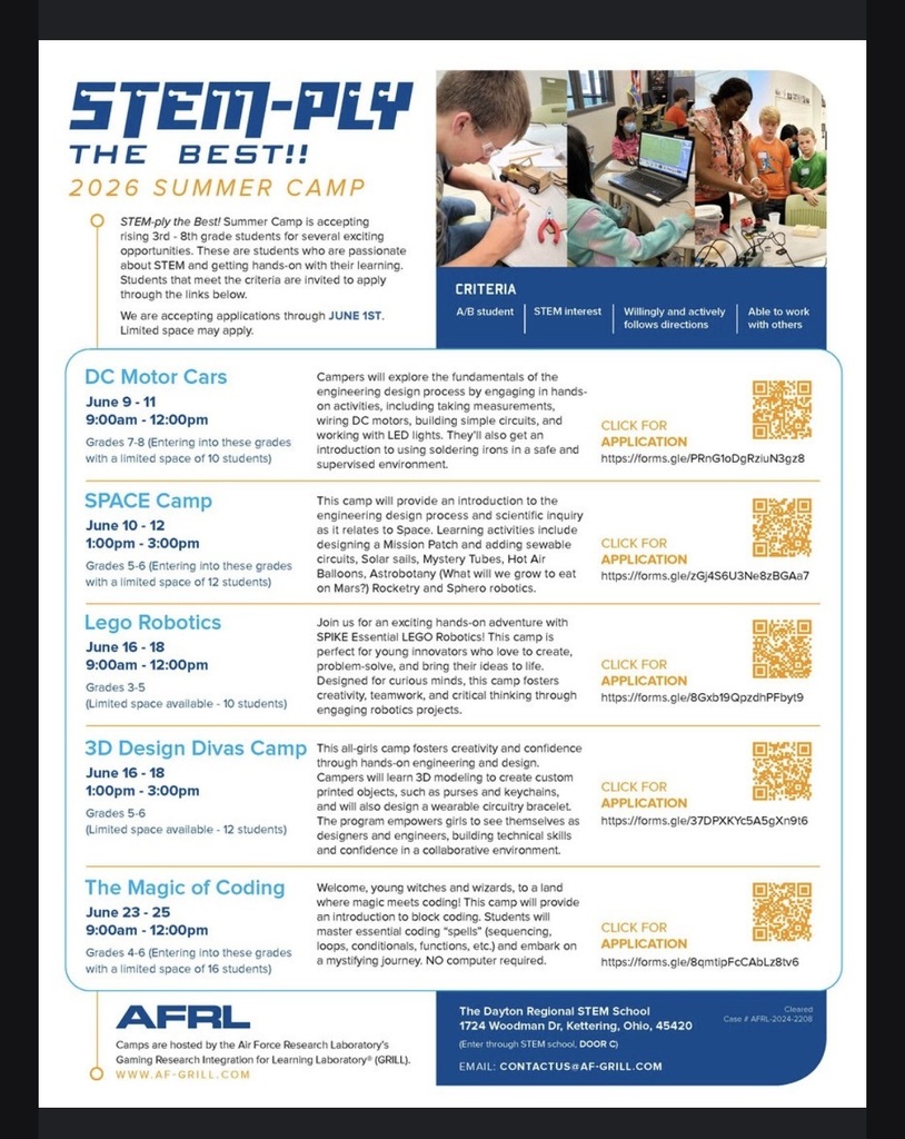 graphic image of summer stem camps