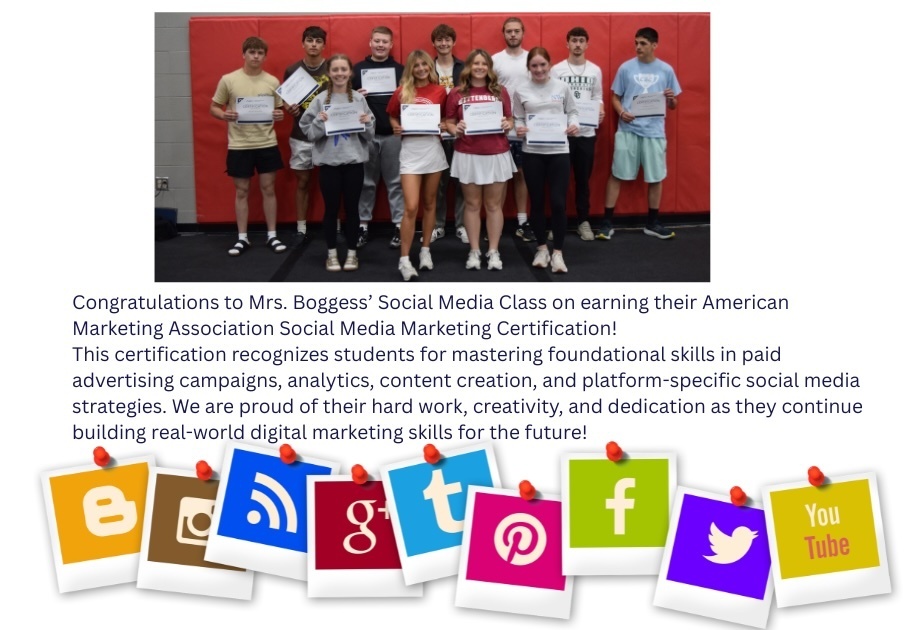 graphic image of students earning their American Marketing Association Social Media Marketing Certification