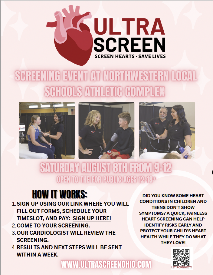 graphic image of heart screening flyer